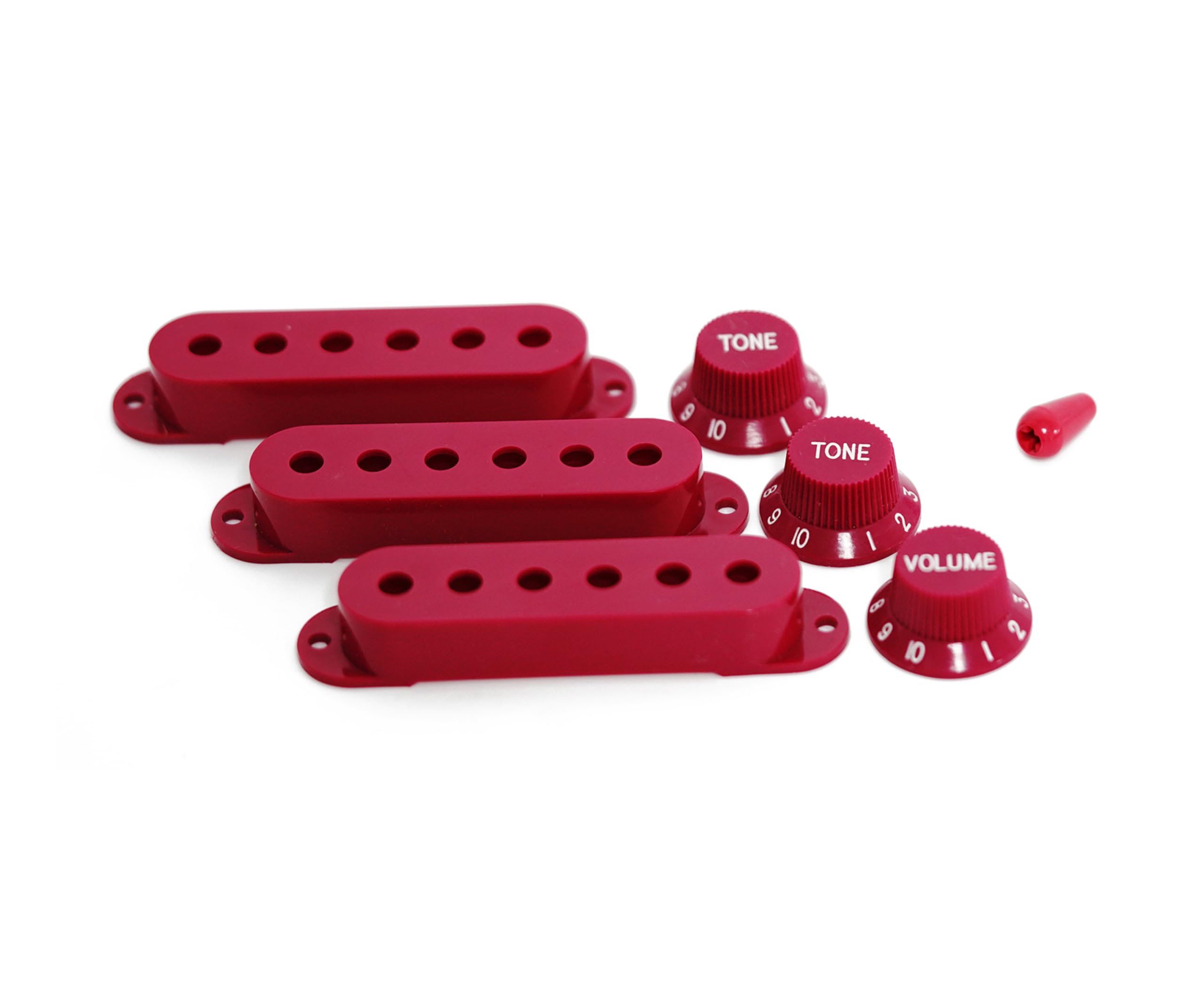 Guyker 3Pcs Plastic Guitars Single Coil Pickup Covers (52Mm Pole Spacing) & 1 Volume 2 Tone 1V2T Switch Knobs & Switch Tip Cap P